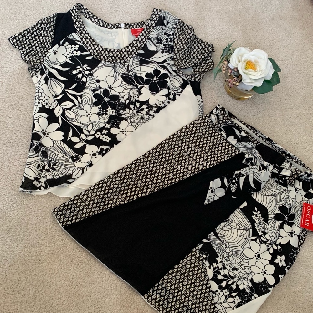 OSCAR DE LA RENTA floral 2 piece skirt suit 14/10